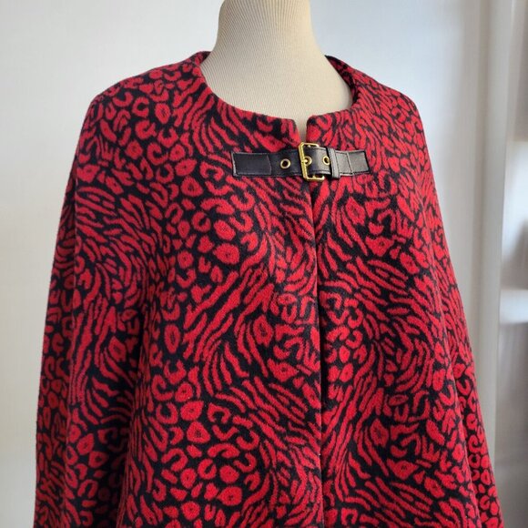 FOCUS 2000 Red/Black Women’s Fall Animal Print Poncho (Size: S/M) - Picture 13 of 16